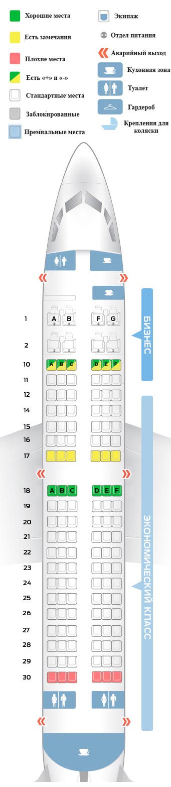 Боинг 737-700 Трансаэро - схема салона и лучшие места