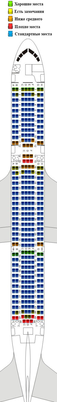 Боинг 767-300 Ютэйр — схема салона и лучшие места