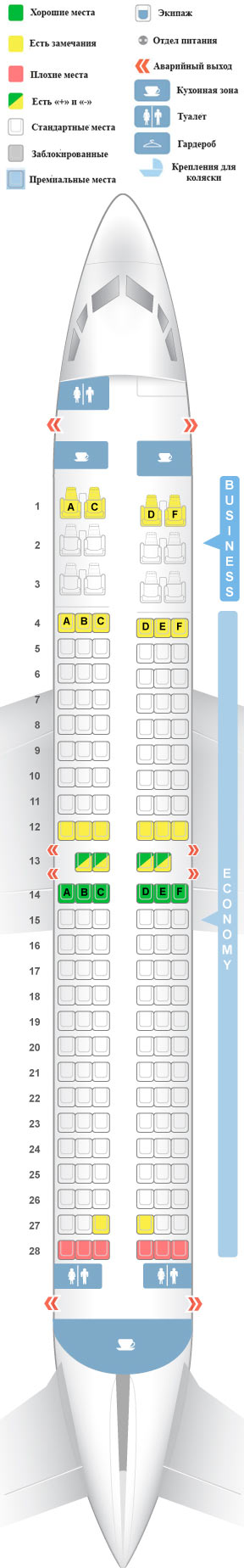 Боинг 737-800 S7 - схема салона и лучшие места