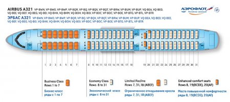 Аэробус A321 Аэрофлот - схема салона и лучшие места